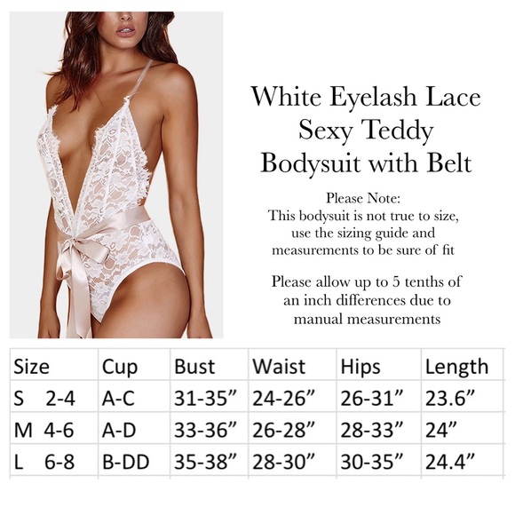 White Eyelash Lace Plunging V-neck Teddy Bodysuit - Picture 15 of 15
